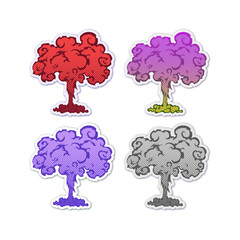 Explosions icons in set. Isolated vector illustration.