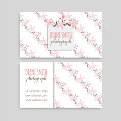 Business card with beautiful flowers. Template