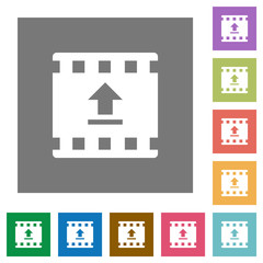 Upload movie square flat icons