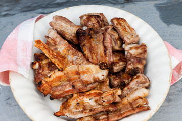 Roast pork,ribs and bacon.