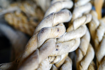 Close-up view of a traditional Viking nautical rope