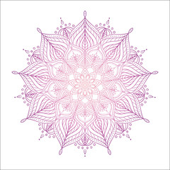 Hand drawn round gradient mandala. Oriental pattern. Coloring page template.