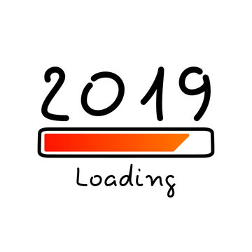 New year 2019 loading. Flat vector illustration isolated on white background.