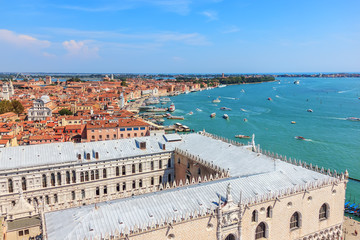 Fototapeta na wymiar Doge's Palace and the coast of Venice, Italy