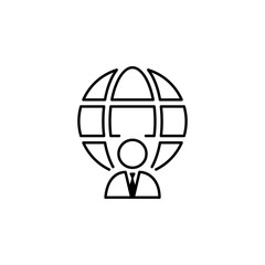 Businessman, global  icon on white background. Can be used for web, logo, mobile app, UI, UX