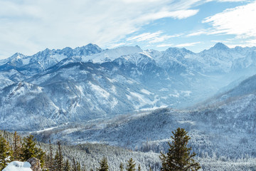 Beautiful panorama of the snow covered mountain range