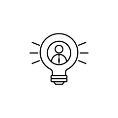 Bulb, businessman, idea icon on white background. Can be used for web, logo, mobile app, UI, UX