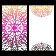 Templates for Greeting and Business cards. Vector Illustration. Oriental Pattern with. Mandala. Wedding invitation