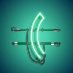 Realistic neon character with wires and console, vector illustration