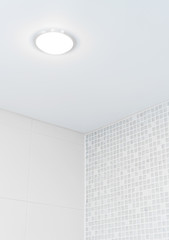 Stretch ceiling in the bathroom with mosaic.