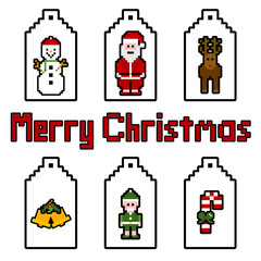 pixel_christmas_labels / Vector illustration