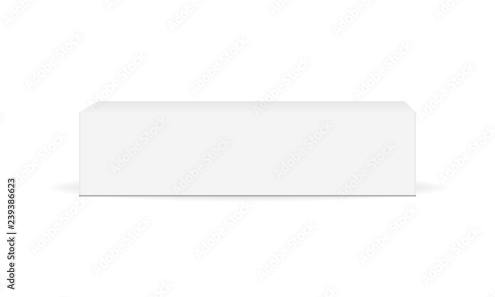 Poster white cardboard rectangular box mockup - front view. blank packaging mock up for toothpaste or cream