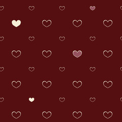 Cottonboll Cutie Hearts on burgundy seamless pattern background. Perfect for fabric, scrapbooking and wallpaper projects.	
