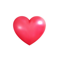 Valentine's Day heart. Realistic 3d heart for Valentine's Day. Shiny pink heart.