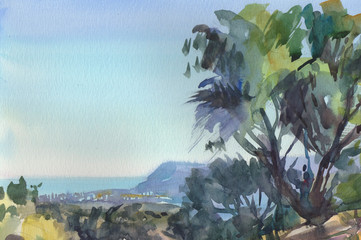 crimea landscape sea view mountain coast