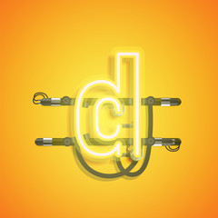 Realistic neon character with wires and console, vector illustration