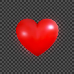 Valentine heart. Realistic 3d heart for Valentine's Day. Glossy red heart.