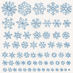 Snowflakes set. Cross stitch. Scheme of knitting and embroidery.