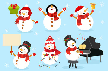 Collection Of Cute Snowman Characters