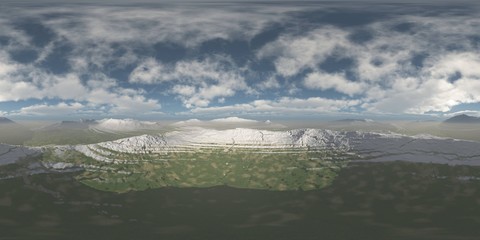 HDRI, environment map , Round panorama, spherical panorama, equidistant projection, Winter ocean landscape
