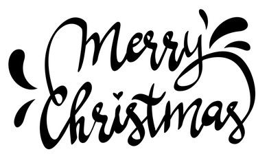 Obraz premium Merry Christmas text calligraphy lettering , hand drawn unique sign for greeting card invitation . vector illustration , isolated on white