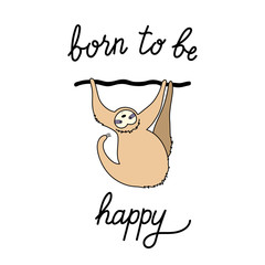 Obraz premium Vector illustration of cute character sloth