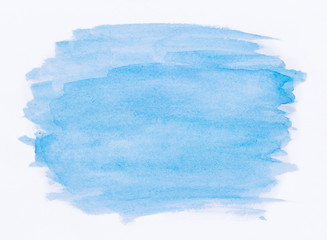 Abstract hand painted light blue colored watercolor background with watercolour stains and paper...