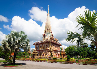 The stupa of Phra Mahathat Buddhist temple complex Wat Chalong.