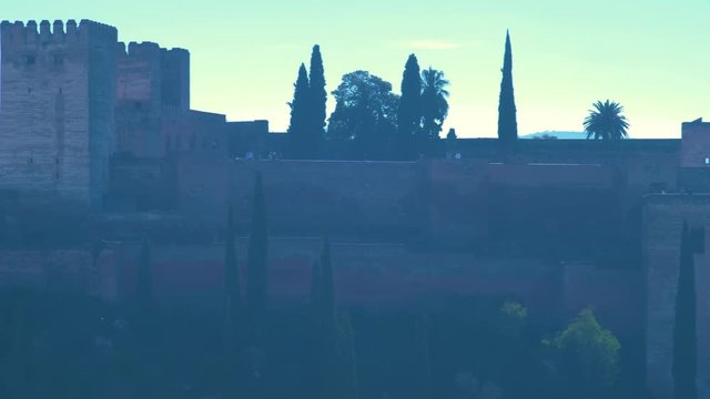 The Alhambra monument in Granada, Spain. With Sierra Nevada in the back ground