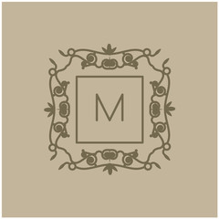 Vector abstract monogram and logo design template. Trendy linear style in golden colors - beauty, jewelry and fashion concepts.