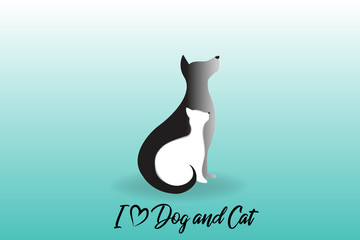 Logo dog and cat sitting silhouettes