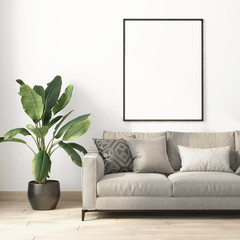 Contemporary grey interior with a frame