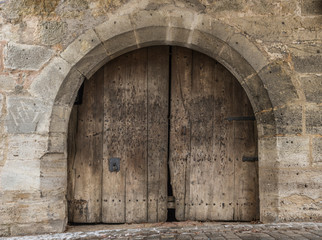 Fototapeta na wymiar Door in a medieval fortification.