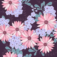 Foto op Plexiglas Trendy seamless flower pattern. Modern seamless vector illustration clipart for, wallpapers, backgrounds, surface textures, textile, fabric printing, banners, posters, covers. Vector illustration. © diluck