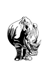 Fototapeta na wymiar Graphical rhino isolated on white background,vector sketch