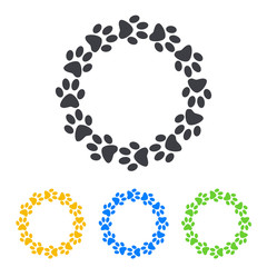 Icono plano huellas de gato en círculo en varios colores