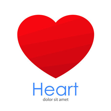 Logotipo abstracto con texto Heart con corazón en piezas horizontales en tonos de color rojo
