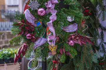 Fototapeta na wymiar Christmas wreath with angel