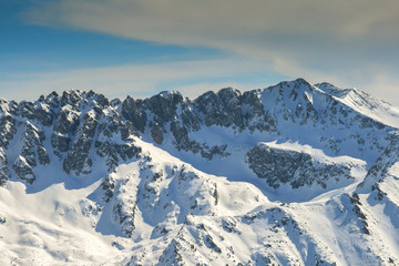 Fototapeta na wymiar Winter landscape of Pirin Mountain from Todorka peak, Bulgaria