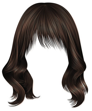 trendy woman long hairs brunette dark brown  colors .  beauty fashion .  realistic 3d