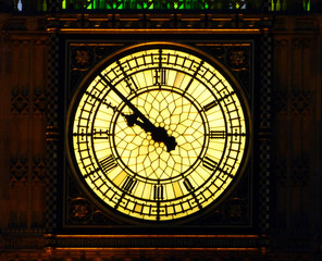 Fototapeta na wymiar Close-up of the quadrant of Big Ben, London 