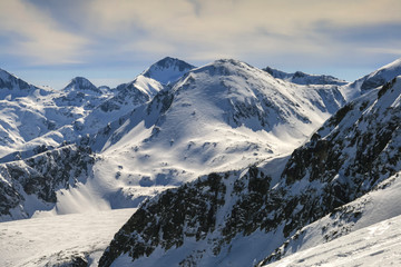 Winter landscape of Pirin Mountain from Todorka peak, Bulgaria