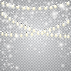 Beautiful snowflake and garlands decoration effect.