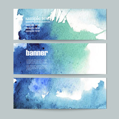 set of three watercolor banners