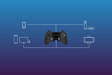 Gamepad, game controller vector icon. Video game pad. you can play on TV, mobile phone or smartphone, game console, PC. game controller variation on this graphic