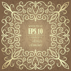 Gold vintage card with floral patterns