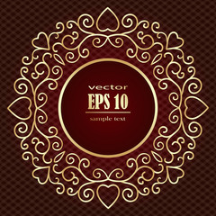 gold ornament on a burgundy background card