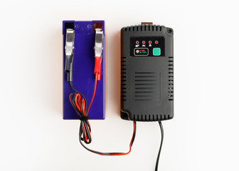 car auto battery charger, white background