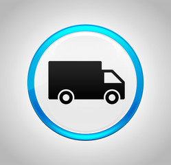 Delivery truck icon round blue push button