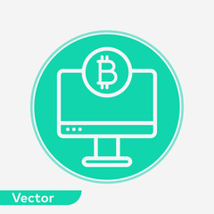 Money on monitor vector icon sign symbol